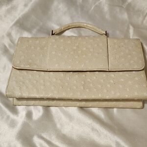 Vintage Block Ostrich Skin Handbag